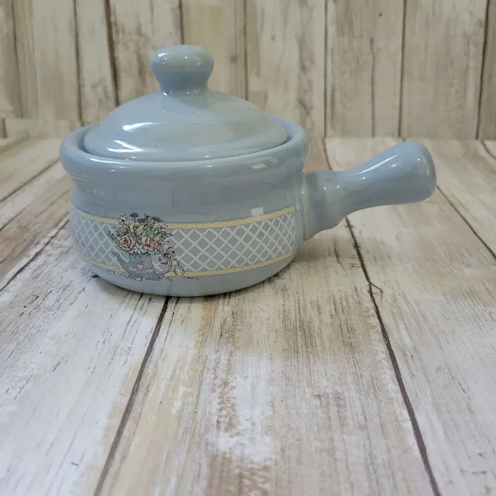 Pastel French Onion Soup Small Crock With Lid Pot  Baby Blue Set Of 4